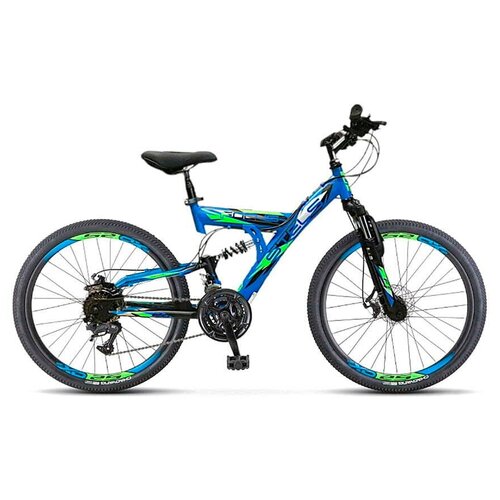 фото Велосипед подростковый горный stels focus с колесами 24" md 18 sp v010 сине-чёрный, рама 16"