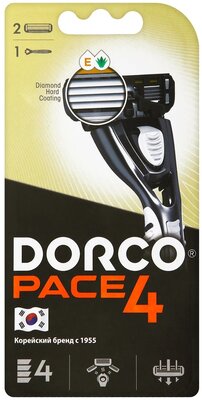 Бритвенная система DORCO PACE4 (станок + 2 сменные кассеты)