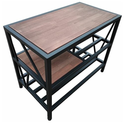 Обувница из массива дерева и металла, Этажерка для обуви в стиле Лофт лаконичного и современного дизайна. 60*34*50см