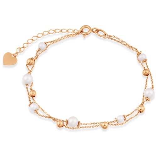 Браслет, красное золото, 585 проба, жемчуг культивированный, длина 18 см.