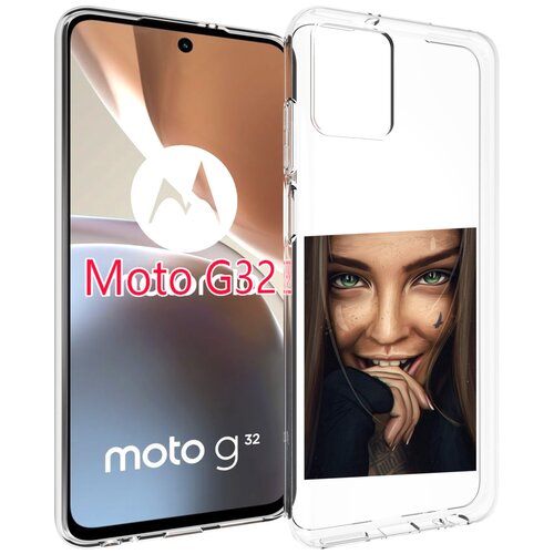 Чехол MyPads девушка улыбается женский для Motorola Moto G32 задняя-панель-накладка-бампер чехол mypads обезьяна улыбается для motorola moto g32 задняя панель накладка бампер