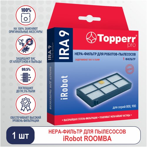 Topperr HEPA-фильтр IRA 9, черный/белый, 1 шт. нера фильтр topperr flg731 1131 2фильт