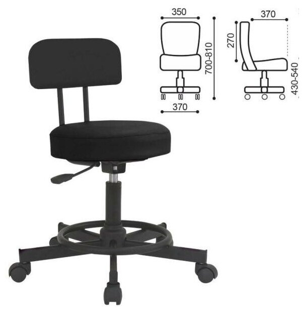 Кресло PC12 РС01.00.12-201- чёрный без подлокотников кожзам