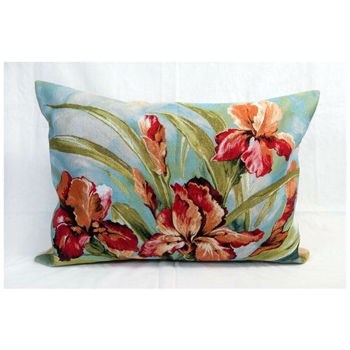 Акварель ирисы- гобеленовая наволочка ГобеленГлавСнаб 45x63 см