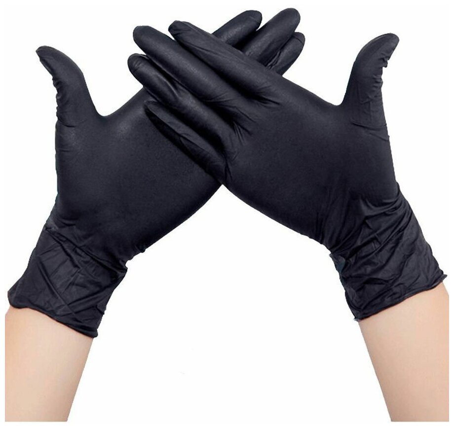 Перчатки Wally Plastic нитриловые, 50 пар, размер L, цвет черный
