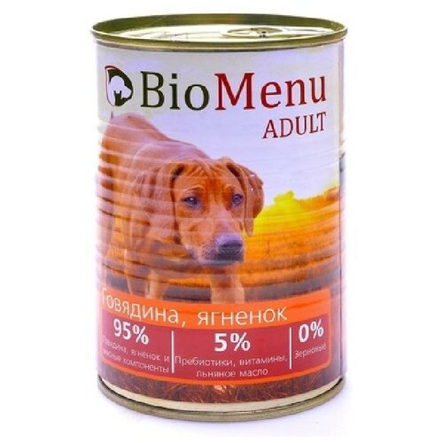 BioMenu Консервы для собак Говядина и Ягненок (7399545015) 0,41 кг 19014 (9 шт)