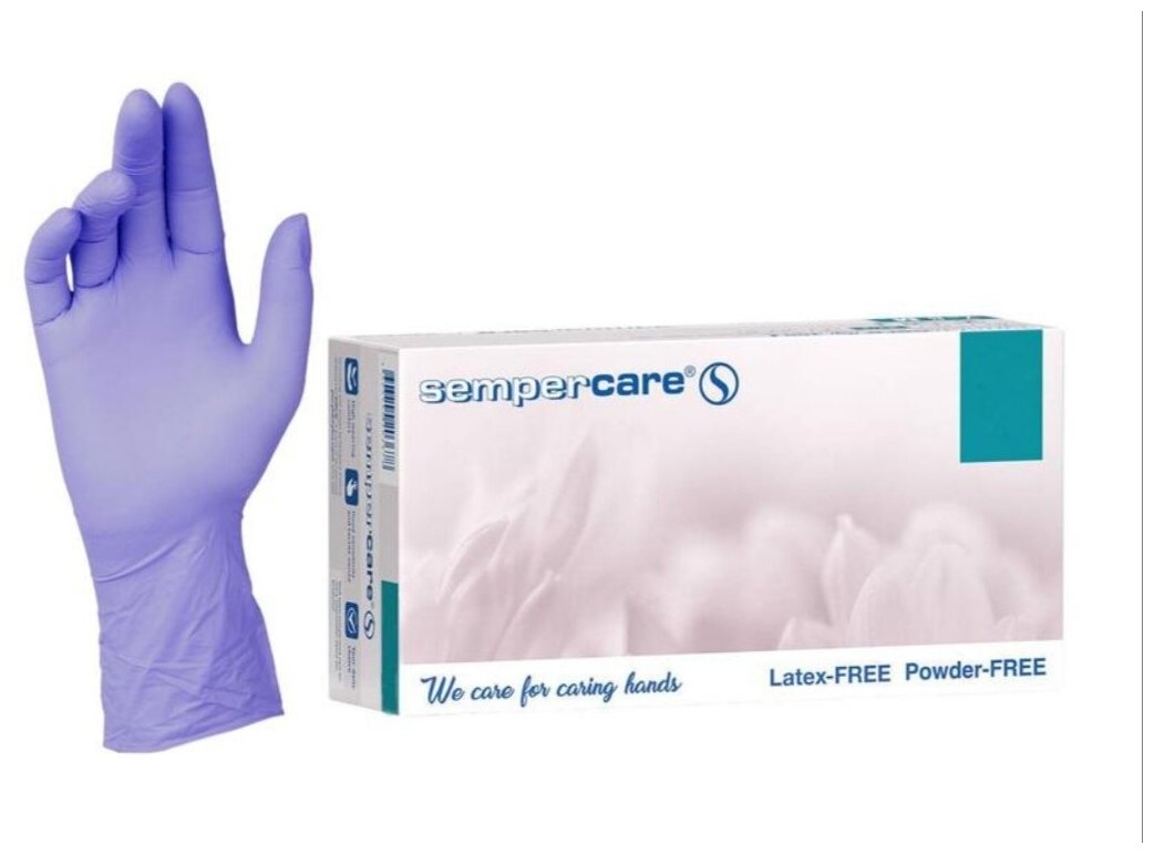 Перчатки смотровые нитриловые Sempercare LN303, размер L, цвет синий, 200 шт