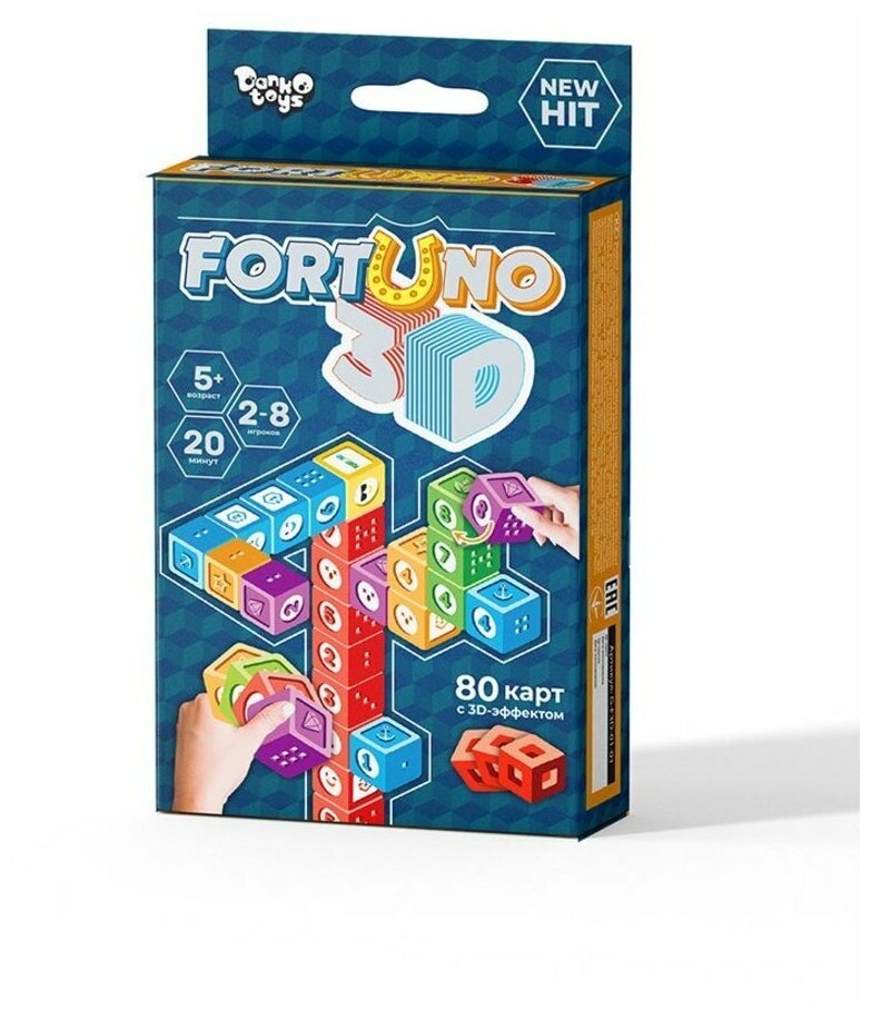 Карточная игра Danko Toys "ФортУно", 80 карт с 3D-эффектом (G-F3D-01-01)