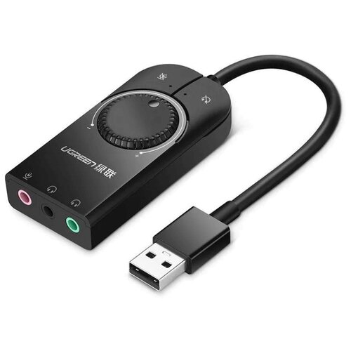 Звуковая карта внешняя Ugreen CM129 (40964) USB External Stereo Sound Adapter (15 см) чёрная