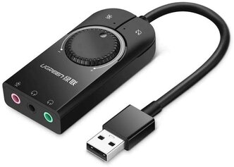 Внешняя стерео звуковая карта UGREEN CM129 (40964) USB External Stereo Sound Adapter. Длина: 15 см. Цвет: черный