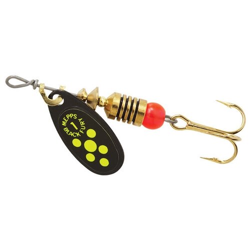 Блесна вращающаяся Mepps BLACK FURY 1, Black/Chartreuse, комплект из 5 штук