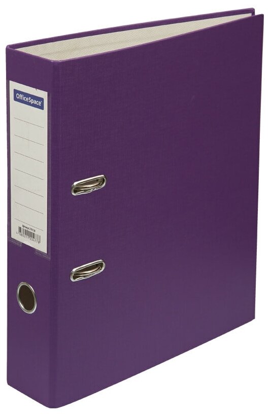 Папка-регистратор OfficeSpace, 70мм, бумвинил, с карманом на корешке, фиолетовая Спейс 270118