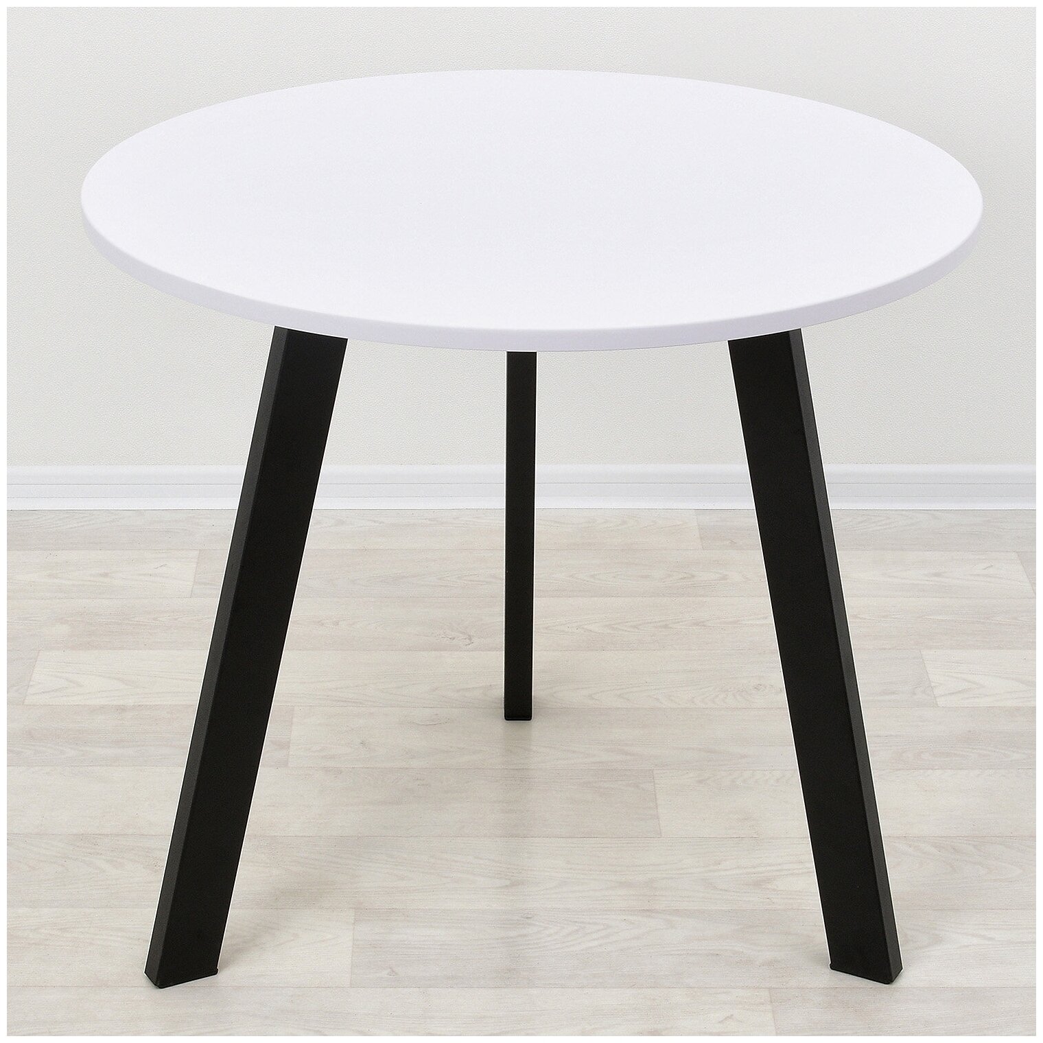 Круглый обеденный стол Рондо 18 белый/черный (900х900)