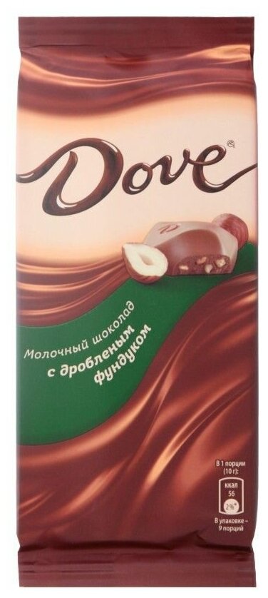 Шоколад Dove молочный с дробленым фундуком, 90 г