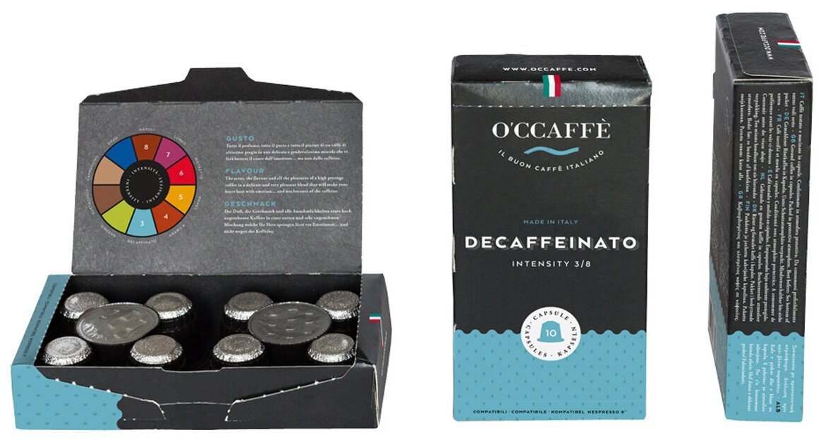 Кофе в капсулах, без кофеина O'CCAFFE Decaffeinato для системы Nespresso, 40 шт (Италия) - фотография № 2