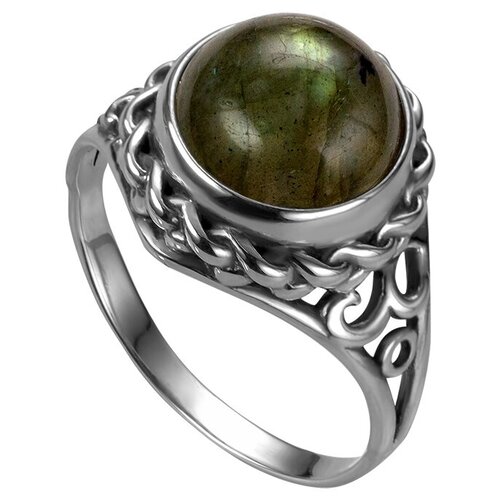 Кольцо Самородок серебро, 925 проба, оксидирование, лабрадорит, размер 18