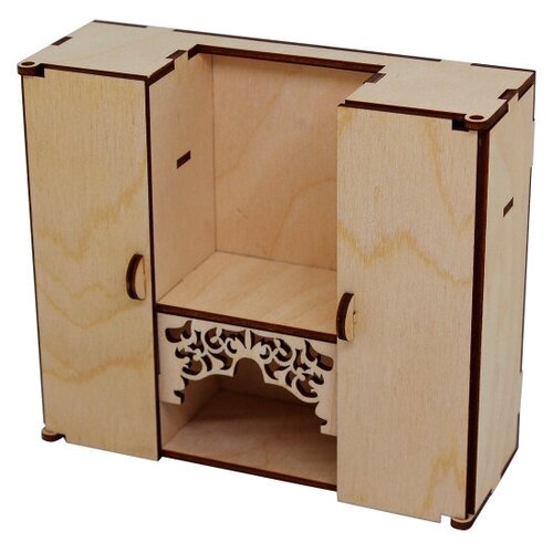 фото L-704 деревянная заготовка кукольная мебель 'шкаф- стенка в гостиную с резной полкой' 15*13*5 см, астра astra & craft
