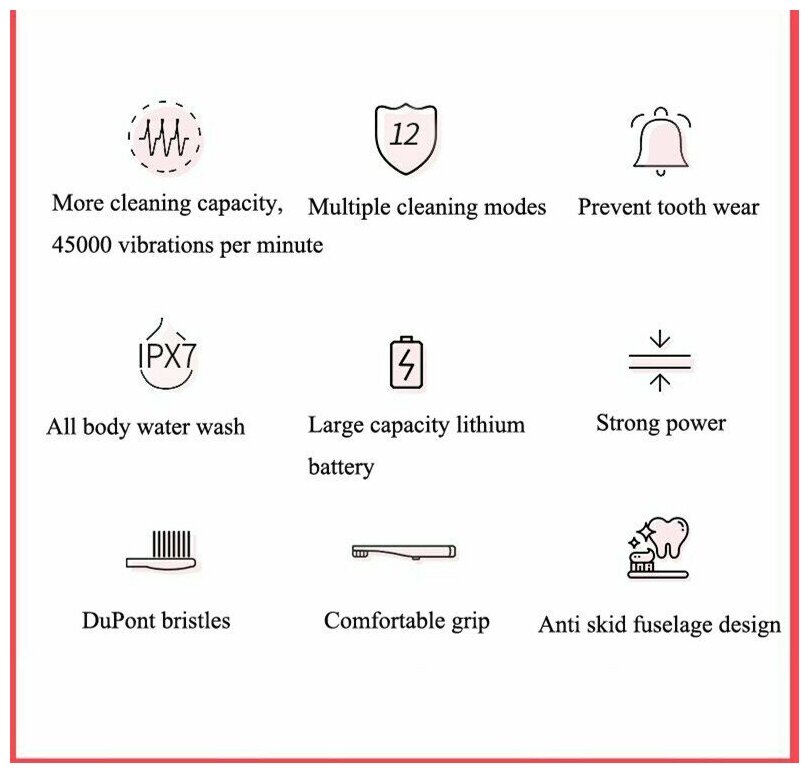 Электрическая ультразвуковая зубная щетка B002DC Автоматическая перезаряжаемая + 3 запасных щетки чёрная