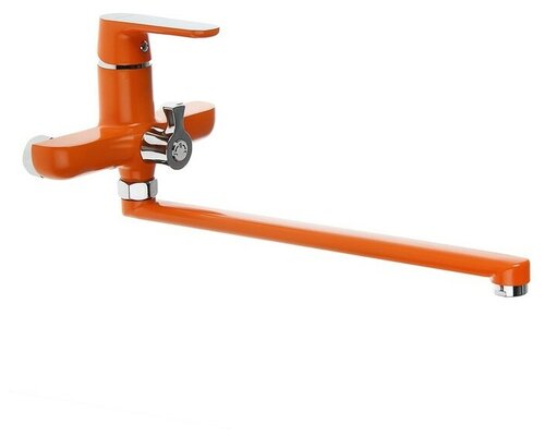 Смеситель для ванны Accoona A7166P, однорычажный, дивертор в корпусе, 30 см, оранжевый