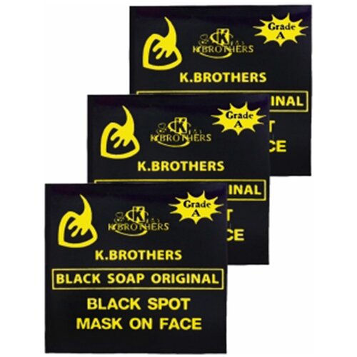 Набор мыла туалетного для лица против акне и черных точек Black Soap Original K.Brothers 3х50гр.