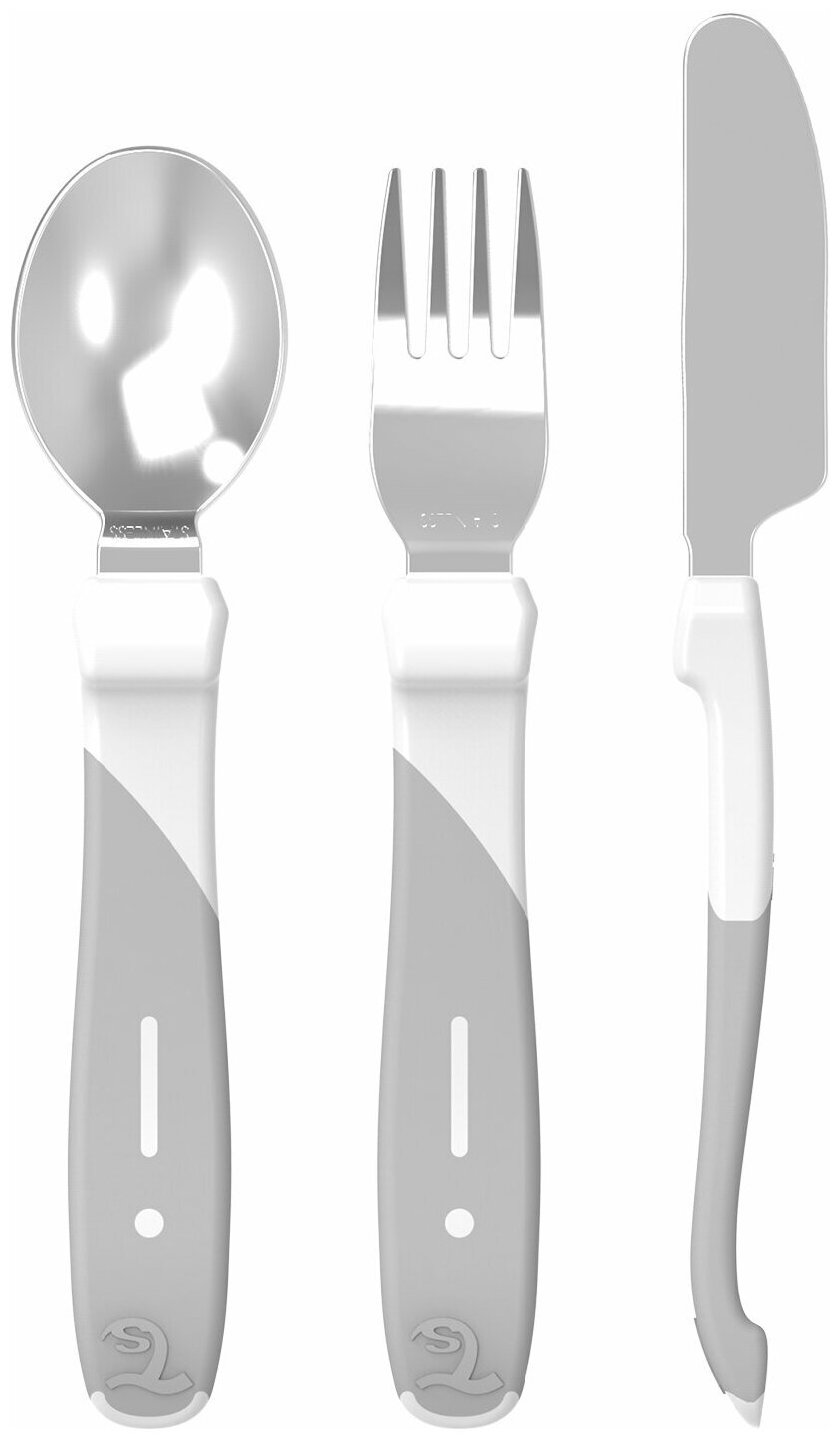 Набор приборов из нерж. стали Twistshake (Learn Cutlery Stainless Steel). Белый (White) (12+ мес). Арт. 78217