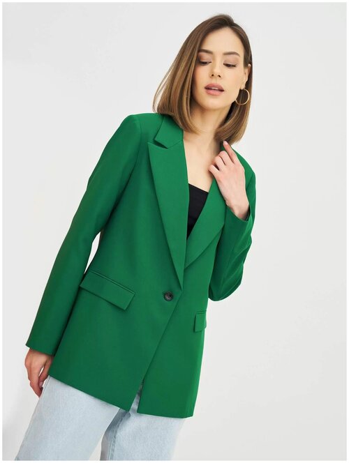 Пиджак BrandStoff, силуэт прямой, размер 42, зеленый