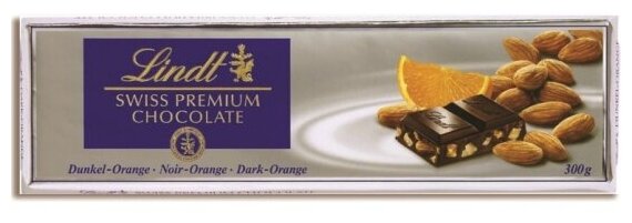 Шоколад Lindt Swiss Premium Темный с апельсином и миндалем 49% 300г Lindt and Sprungli - фото №6