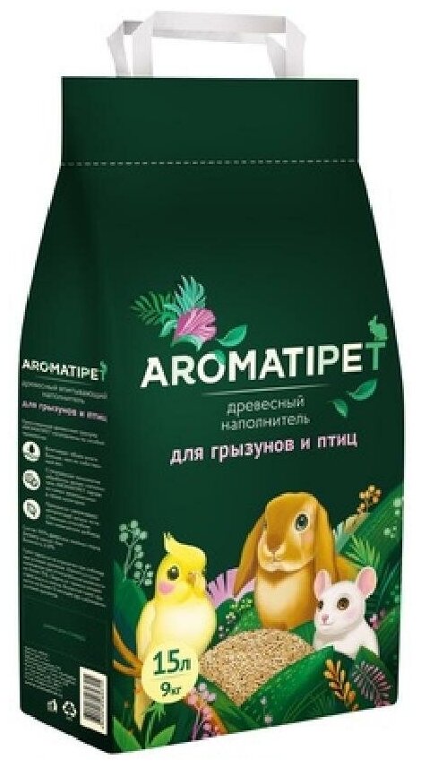 AromatiPet Древесный наполнитель для грызунов и птиц 15л 9 кг 38510