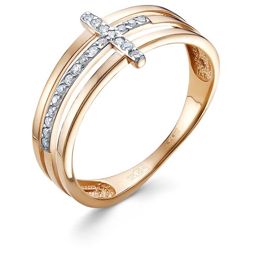 Кольцо Vesna jewelry, красное золото, 585 проба, родирование, бриллиант, размер 18, бесцветный кольцо с 21 бриллиантом из красного золота