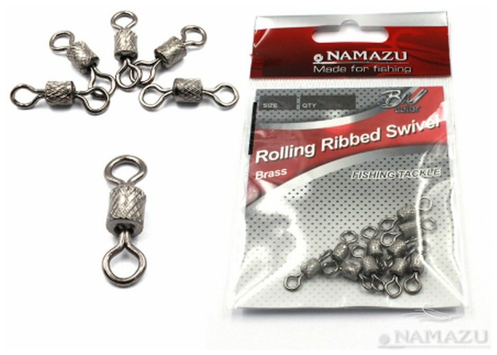 Вертлюг Namazu ROLLING RIBBED SWIVEL латунь цв. BN р. 9 test-6 кг (уп.10 шт)