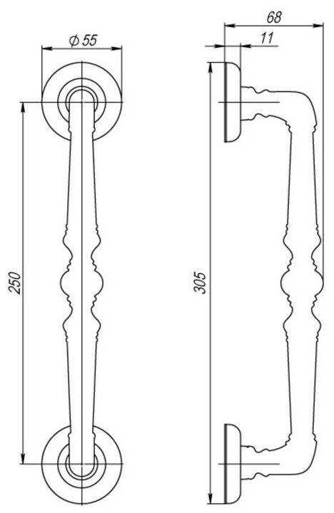 Ручка-скоба Fuaro PULL. SM250. PALAZZO MAB-6 (PALAZZO PULL SM) темная бронза