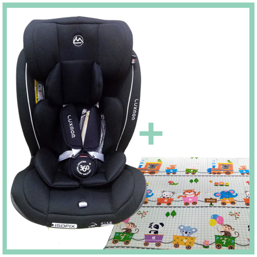 Автокресло Luxmom BXS 223A, isofix 0-36 кг, 0-12 лет, черный с детским ковриком