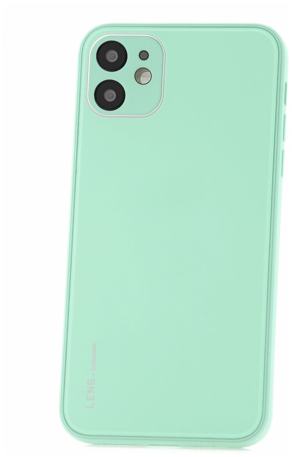 Чехол для iPhone 11 Kruche Liquid glass Light cyan,противоударный стеклянный кейс,силиконовый бампер,пластиковая накладка,защита камеры