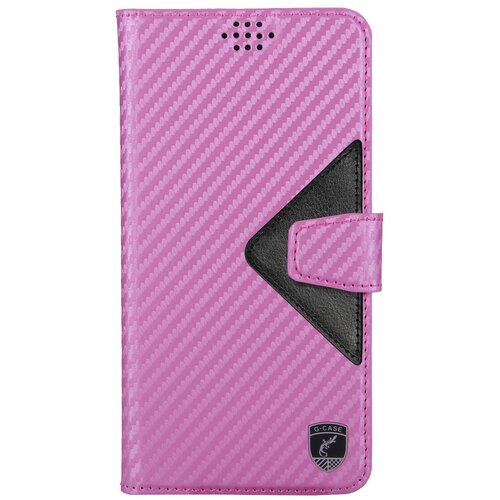 Универсальный чехол-книжка для смартфонов с размером до 17*9 см, G-Case Slim Premium XL, карбон розовый