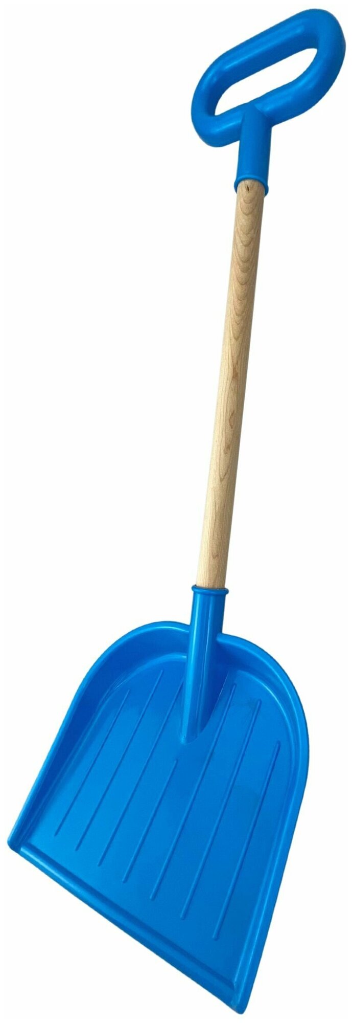 Лопата детская, с деревянной ручкой, для снега и песка, голубая, размер лопаты - 19 х 2,5 х 60 см. - фотография № 6