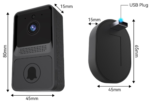 Беспроводной дверной видеозвонок с инфракрасным ночным видением, Wi-Fi, 480P