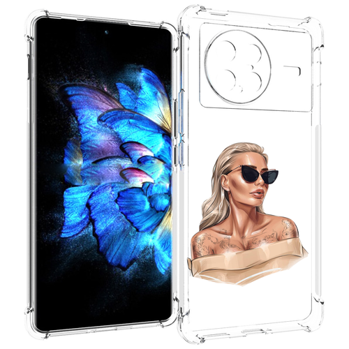 Чехол MyPads блондинка-в-очках женский для Vivo X Note 5G задняя-панель-накладка-бампер