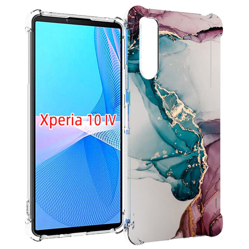 Чехол MyPads фиолетовый синий краски для Sony Xperia 10 IV (10-4) задняя-панель-накладка-бампер чехол mypads синий пес для sony xperia 10 iv 10 4 задняя панель накладка бампер