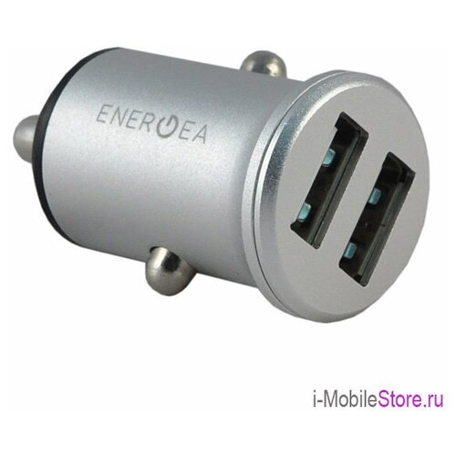 Автомобильная зарядка EnergEA Mini Drive 2 USB (4.8A), серебристая