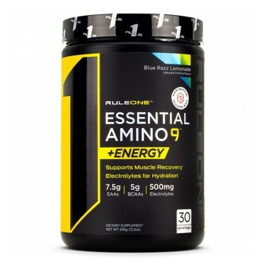 RULE ONE Essential Amino 9 + Energy (с кофеином) 345 г (Blue Razz Lemonade)