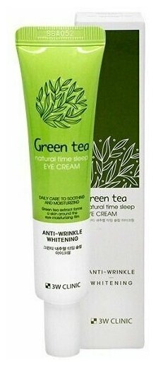Ночной крем для глаз с зеленым чаем 3W Clinic Green Tea Natural Time Sleep Eye Cream 40ml