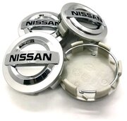 Колпачки заглушки на литые диски для Ниссан / Nissan 60/57 Серебро 4 штуки.