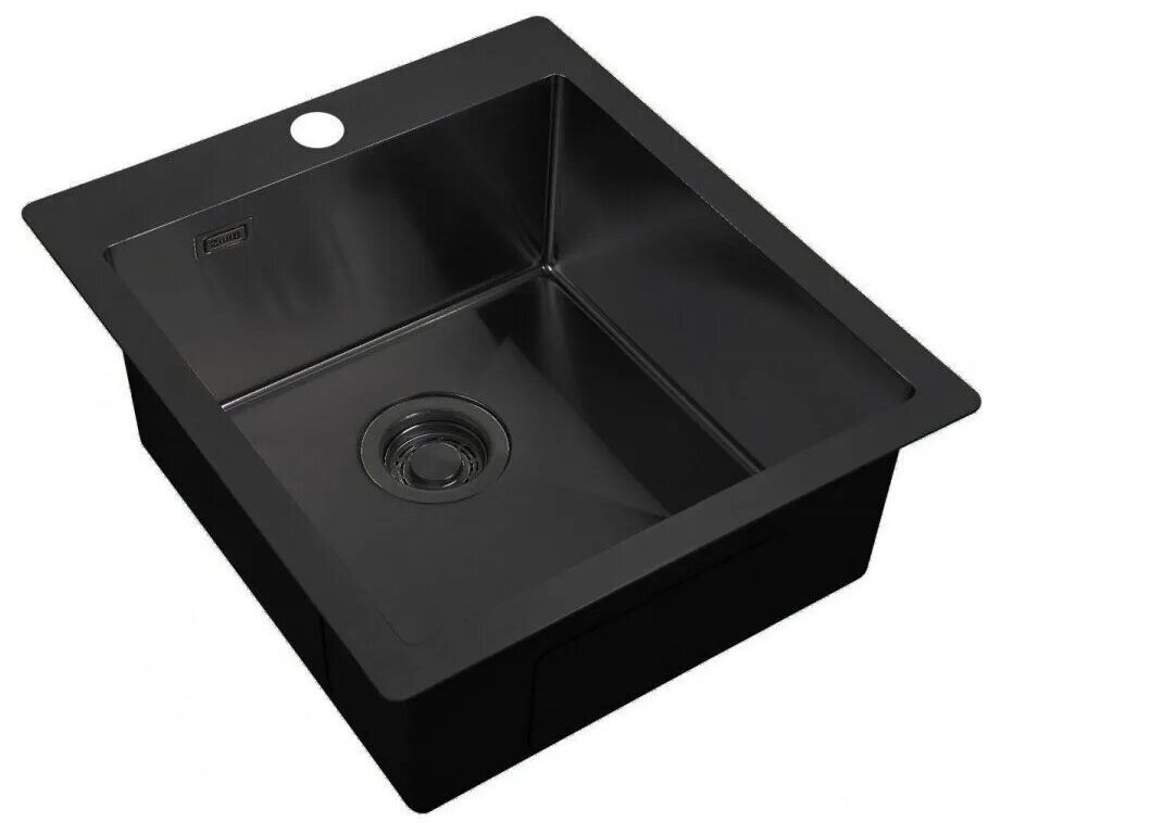 Мойка кухонная Zorg Light ZL R 450510 GRAFIT, графит черная, PVD покрытие, с сифоном и решеткой, толщина 1,2 мм