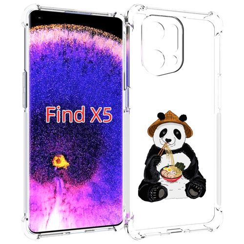 чехол mypads картина панда для oppo find x5 задняя панель накладка бампер Чехол MyPads панда-любит-лапшу для Oppo Find X5 задняя-панель-накладка-бампер