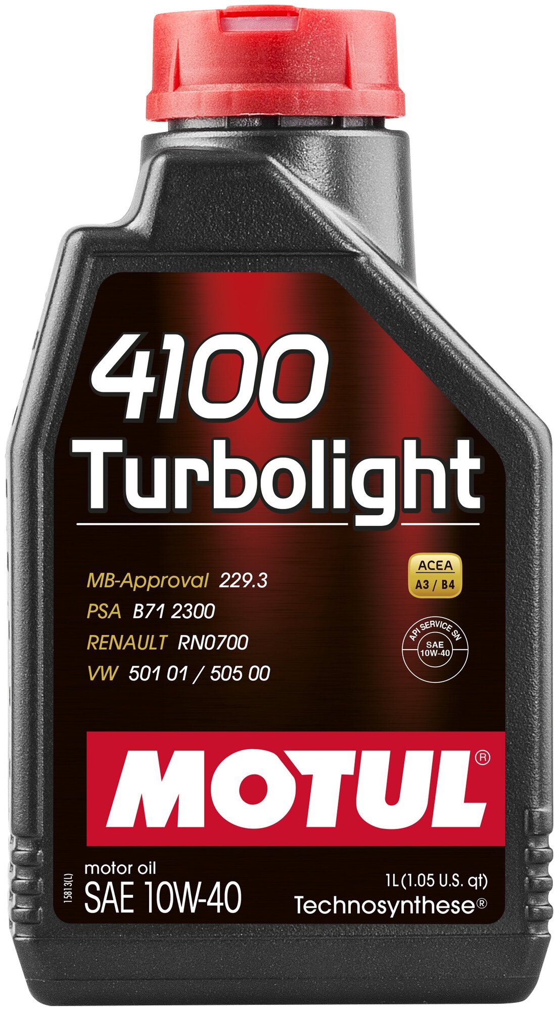 Масло моторное MOTUL 4100 Turbolight 10W-40 п/синт. API SN/CF 1л