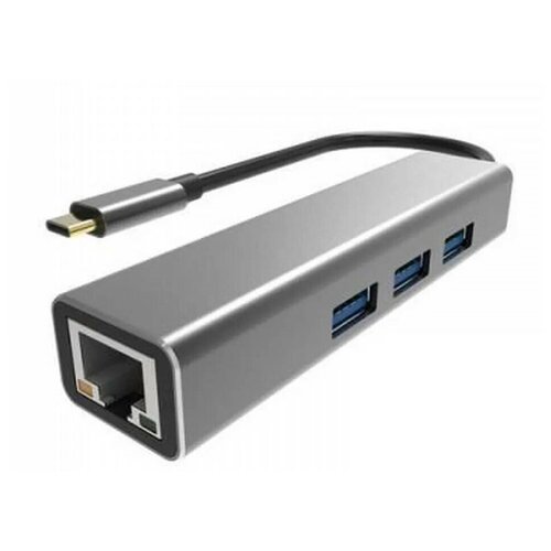 Хаб Vcom Type-C - RJ-45/3xUSB3.0 Aluminum Shell DH311A harper usb концентраторы hub 10mb black usb концентратор интерфейс 10 х usb 3 2 переходник usb 3 0 type c скорость передачи данных до 5 гб с