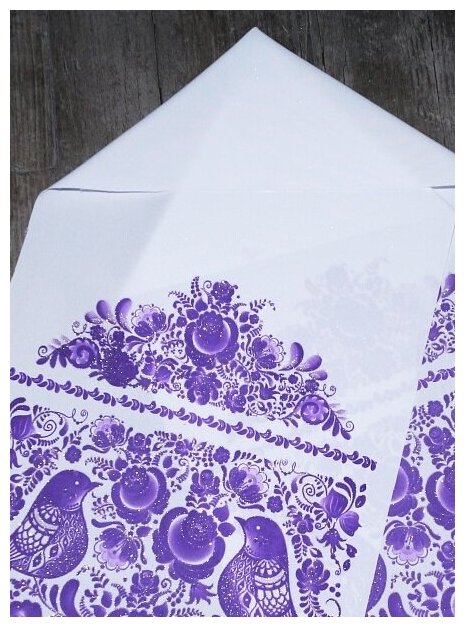 Рушник с фиолетовым орнаментом «Птички узорчатые»