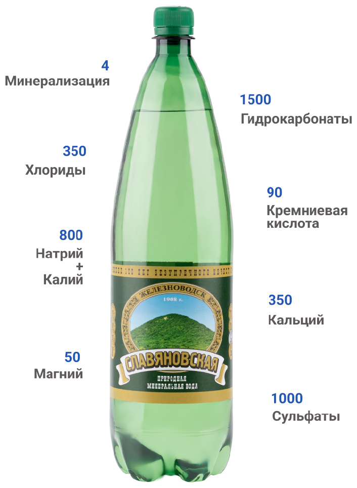 Минеральная вода Славяновская МВЖ газированная природная питьевая 1шт 1,5л ПЭТ - фотография № 2