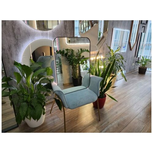 Зеркало Miralls Maison Extra 50х70 см, скругленные углы, с подсветкой и кнопкой, черная рама