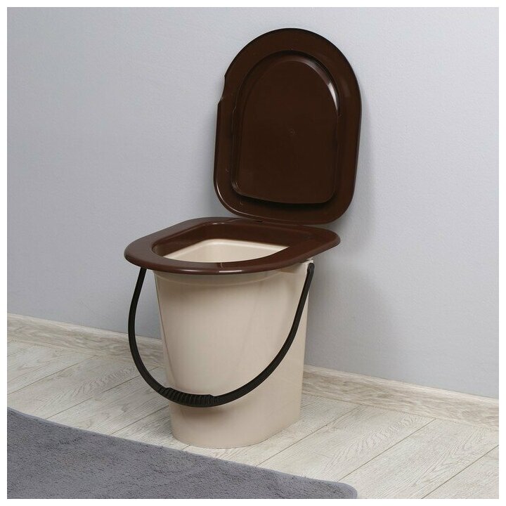 Ведро-туалет, h = 40 см, 17 л, съёмный стульчак, бежевое - фотография № 1